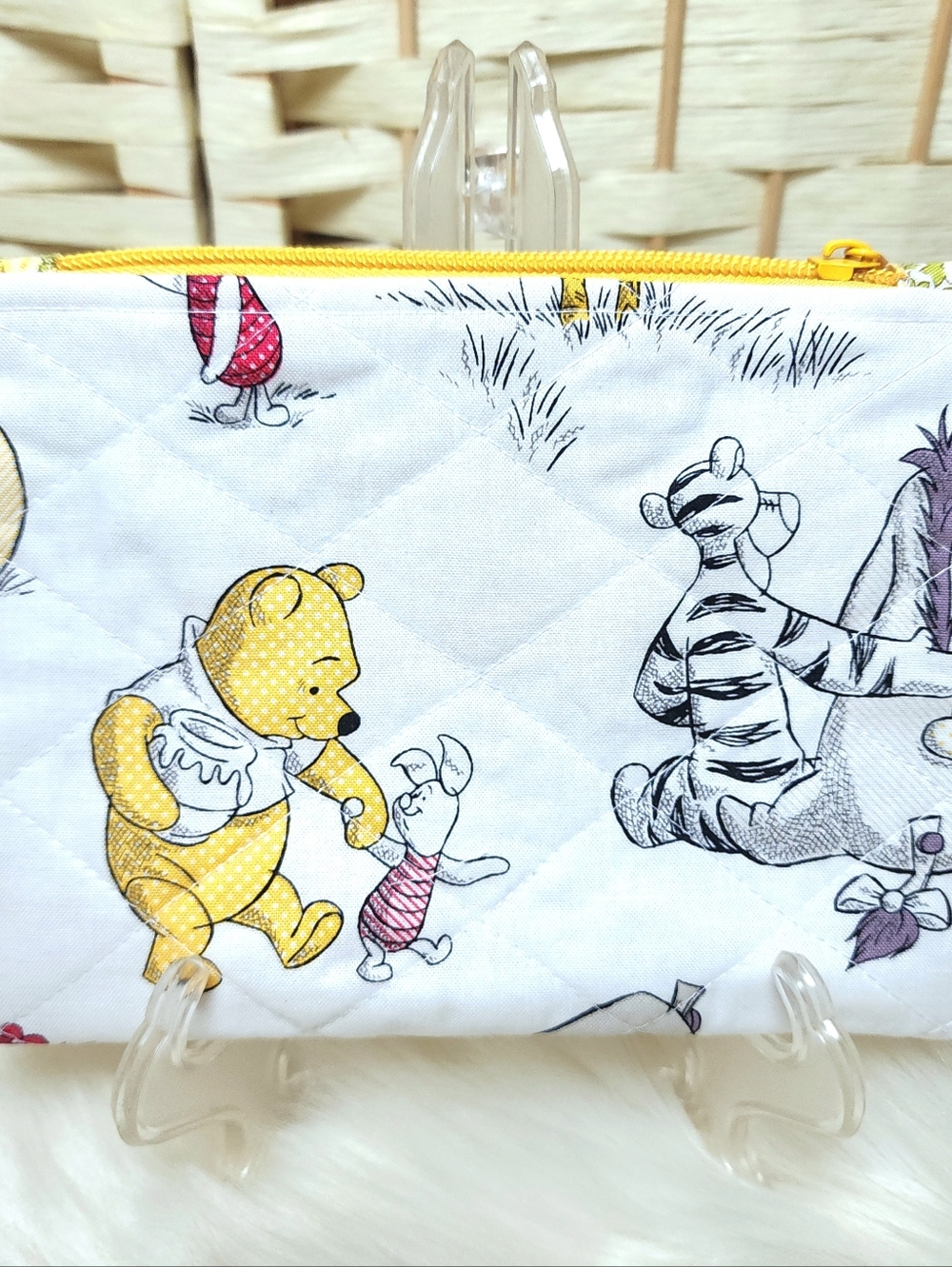 Handmade Quilted Zipper Pouch 100% Cotton Fully Lined Winnie The Pooh